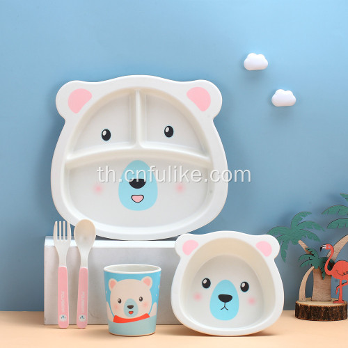 ชุดอาหารสำหรับเด็ก Bamboo Tableware Cute Animal Dinnerware